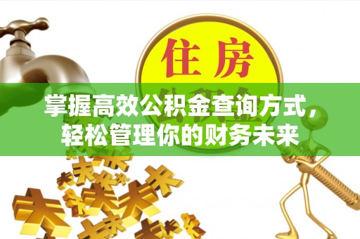内乡掌握高效公积金查询方式，轻松管理你的财务未来